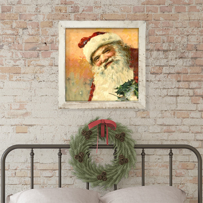 Gold Background Santa with Holly