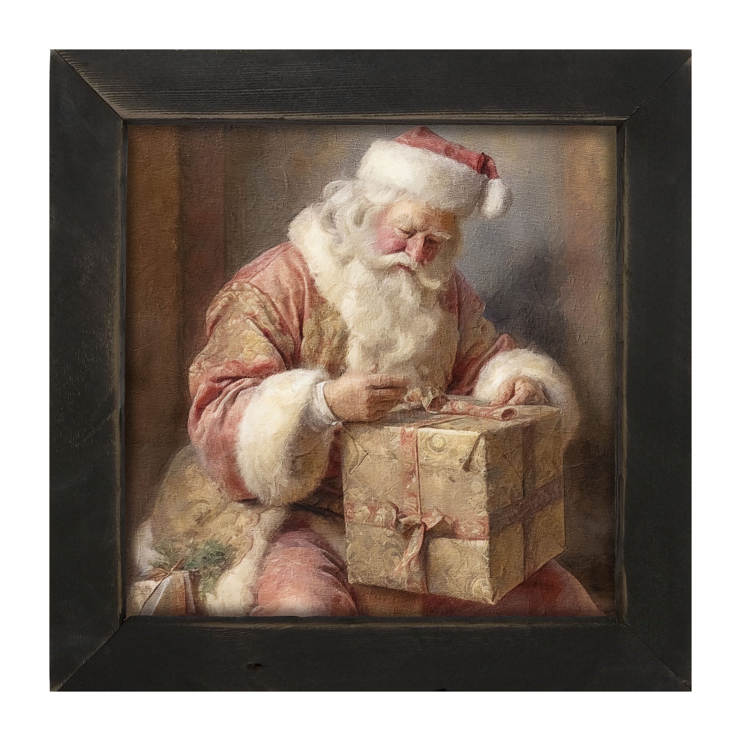 Old world Santa sitting - Framed art