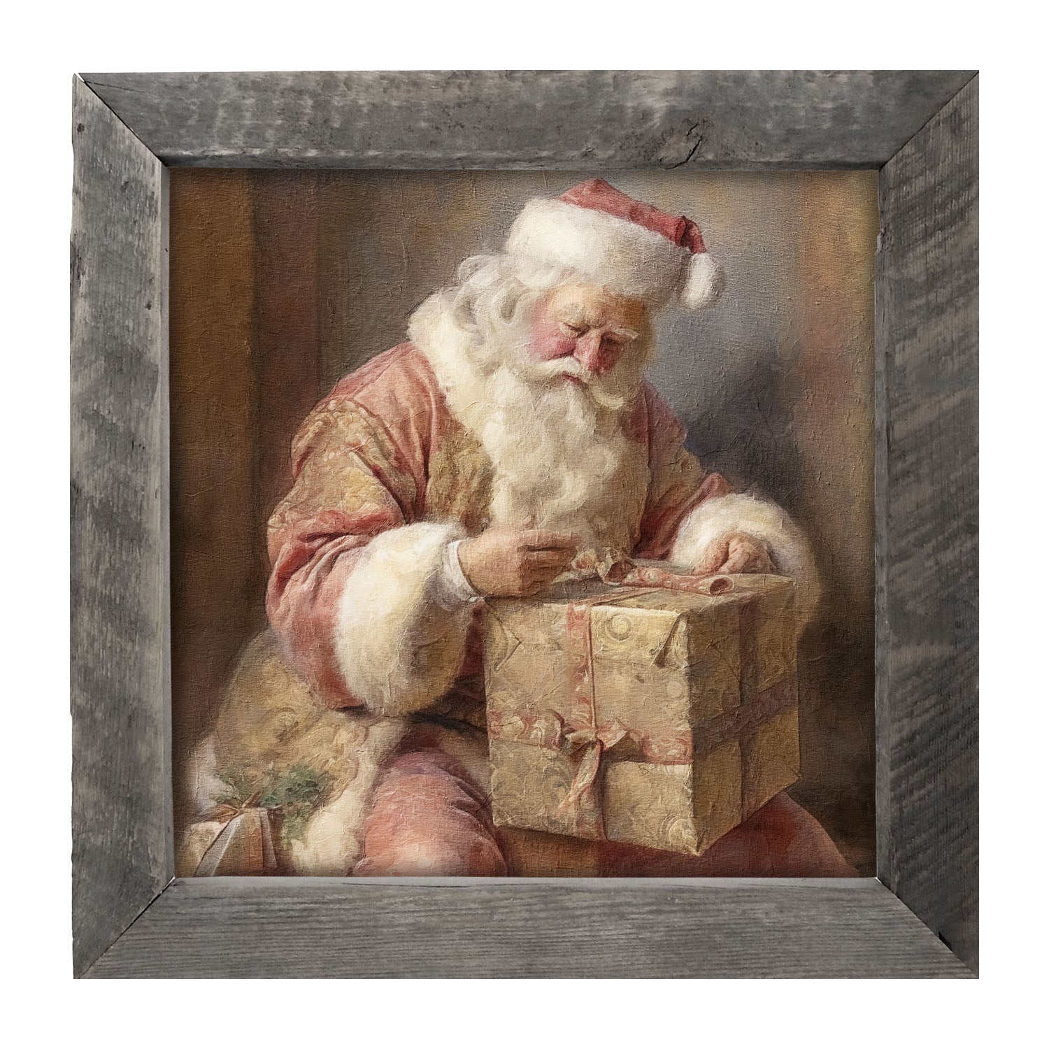 Old world Santa sitting - Framed art