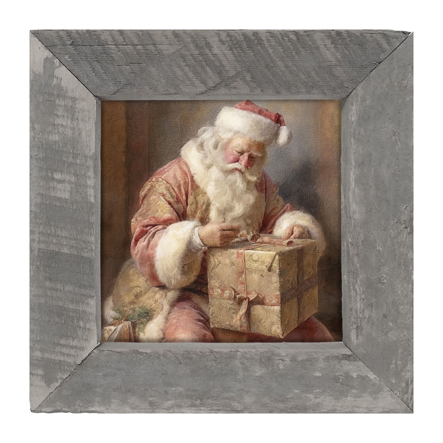 Old world Santa sitting - Framed art