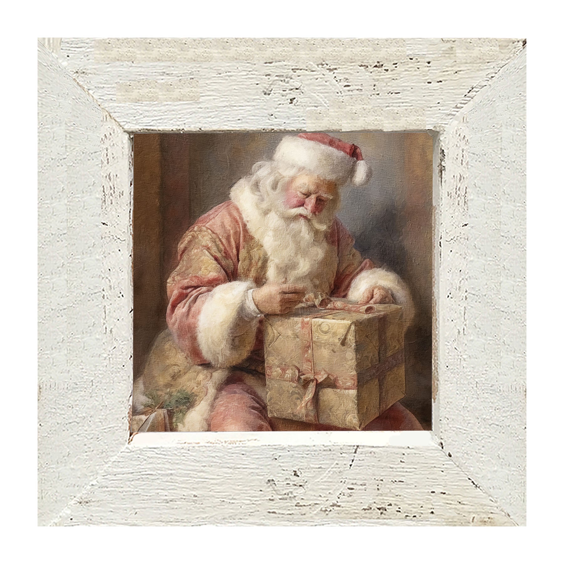 Old world Santa sitting - Framed art