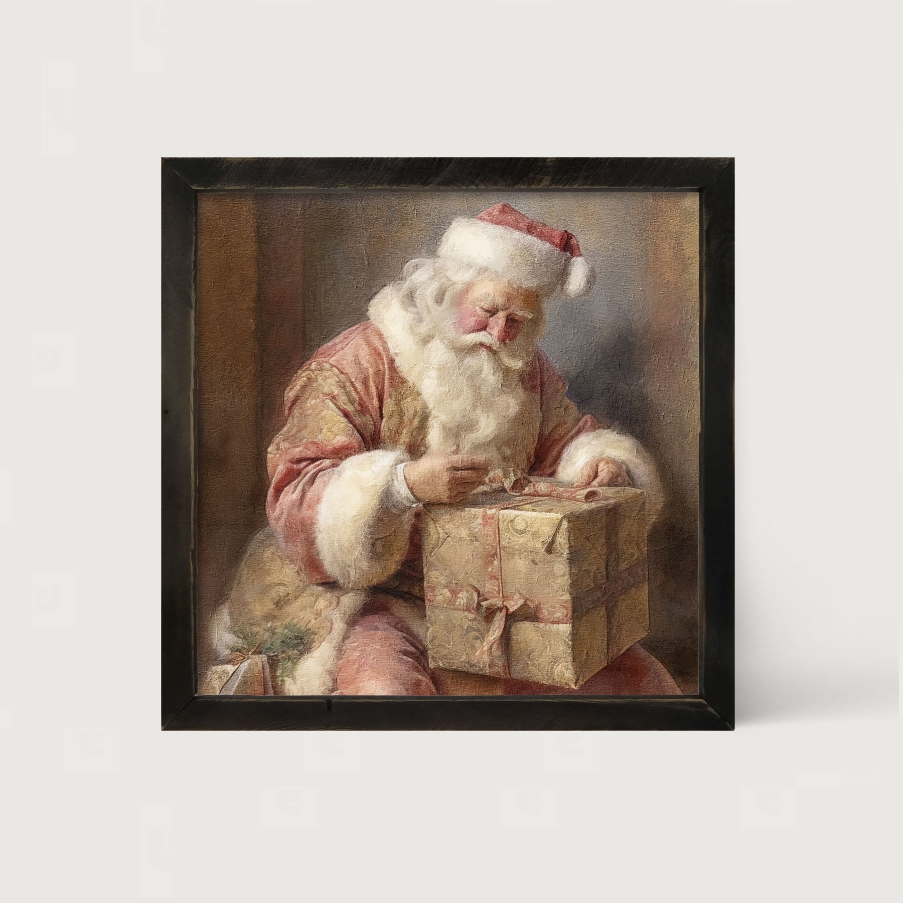 Old world Santa sitting - Framed art