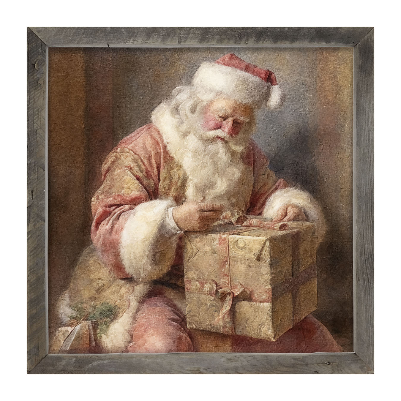 Old world Santa sitting - Framed art