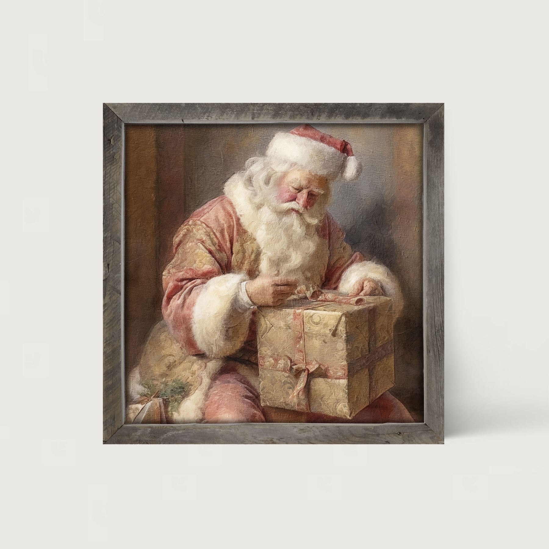 Old world Santa sitting - Framed art