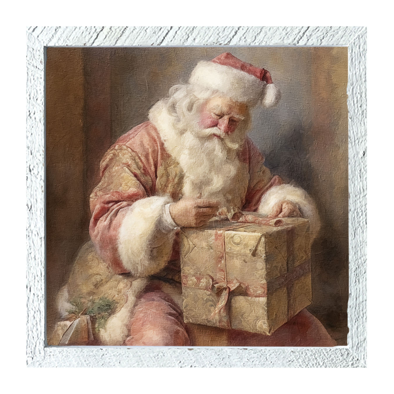 Old world Santa sitting - Framed art