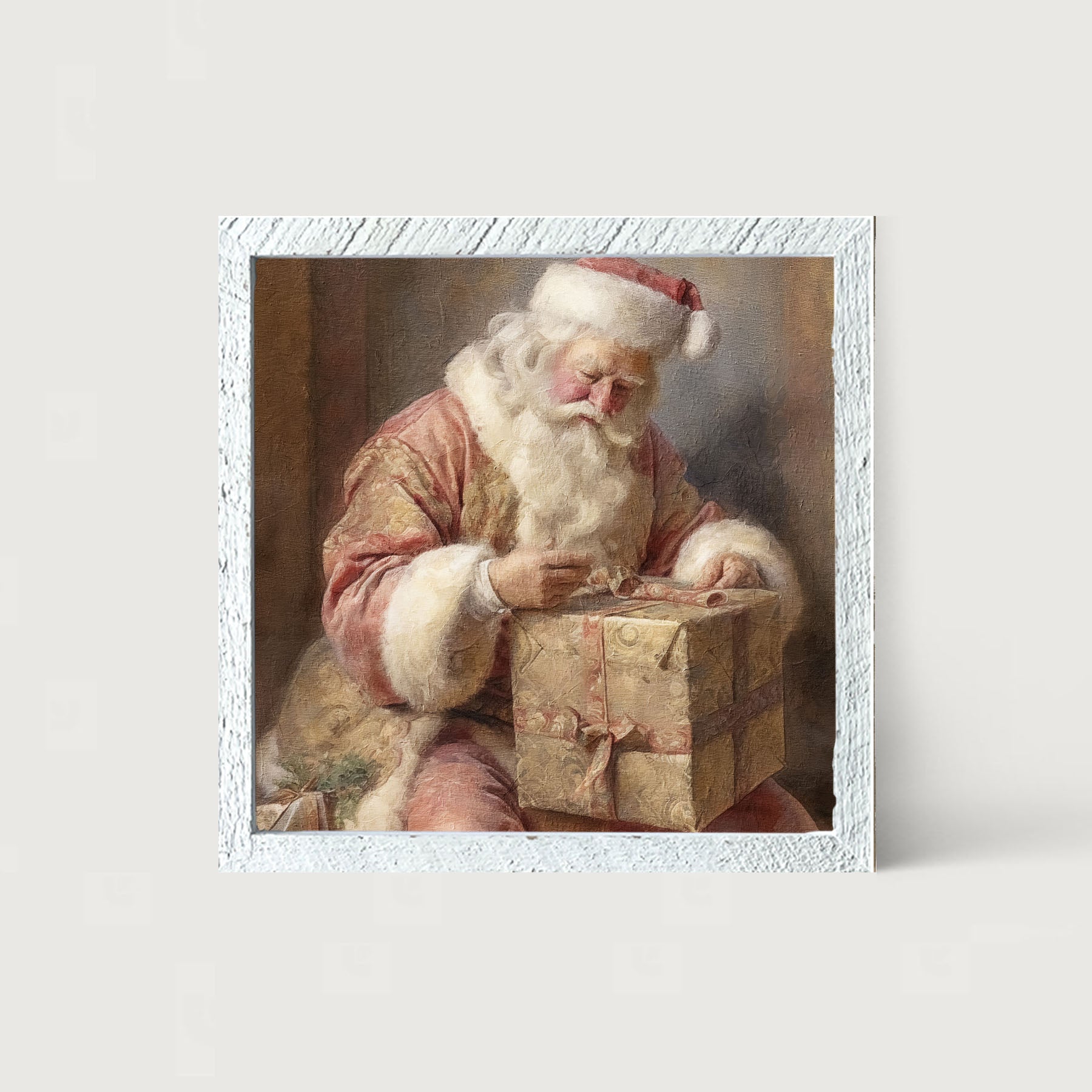 Old world Santa sitting - Framed art