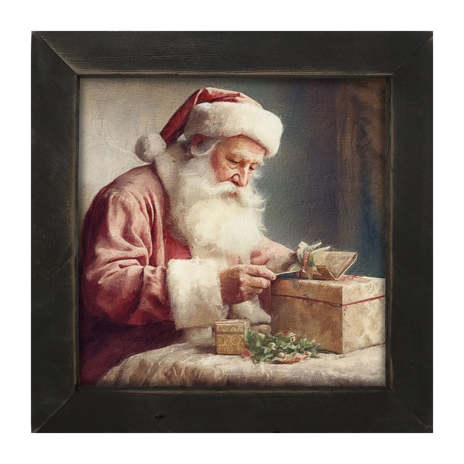 Old world Santa with gift - Framed art