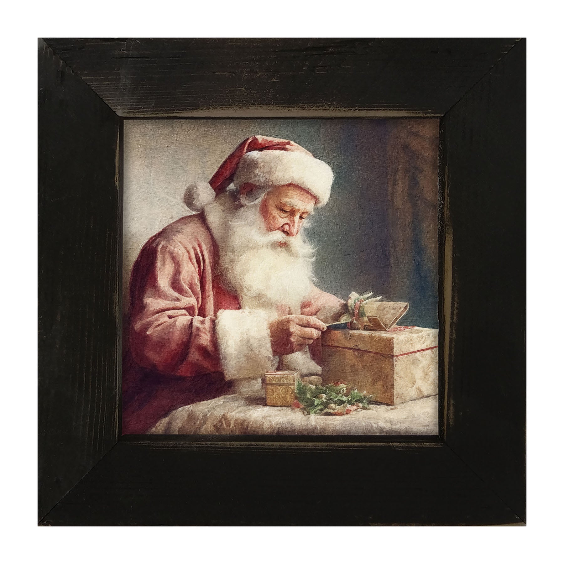 Old world Santa with gift - Framed art