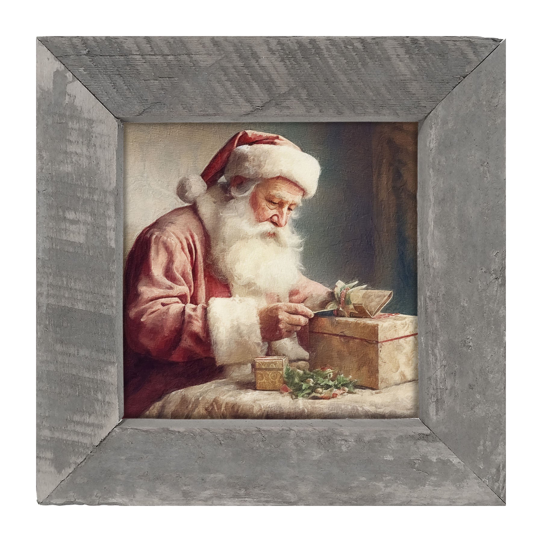 Old world Santa with gift - Framed art