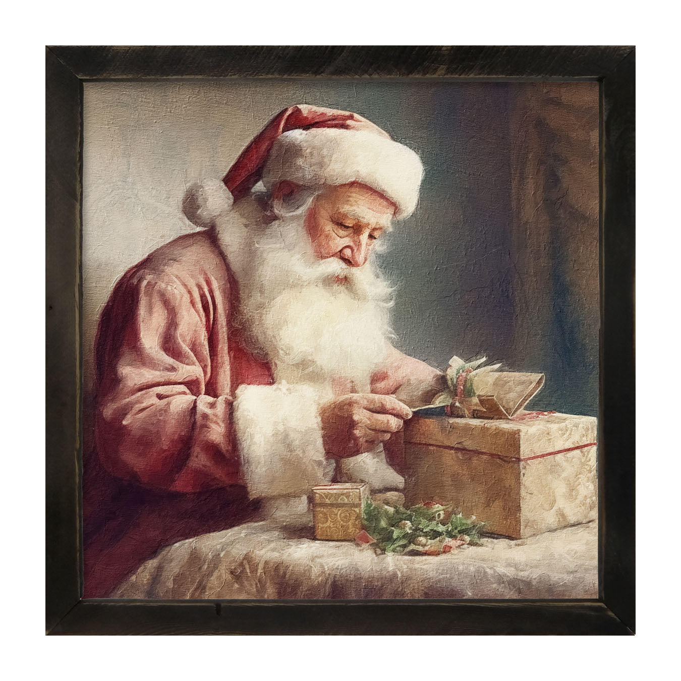 Old world Santa with gift - Framed art