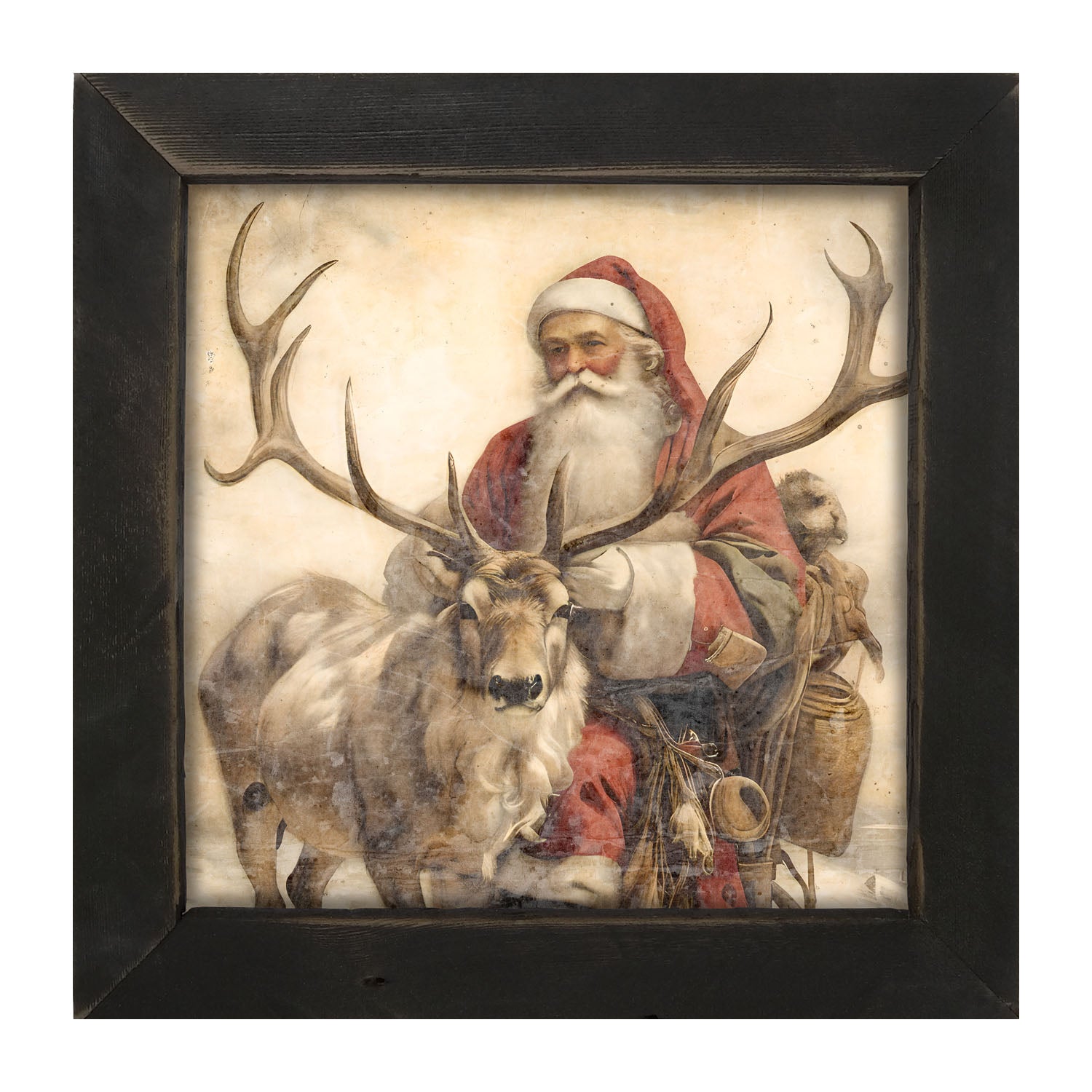 Reindeer with Santa 1 - Framed art