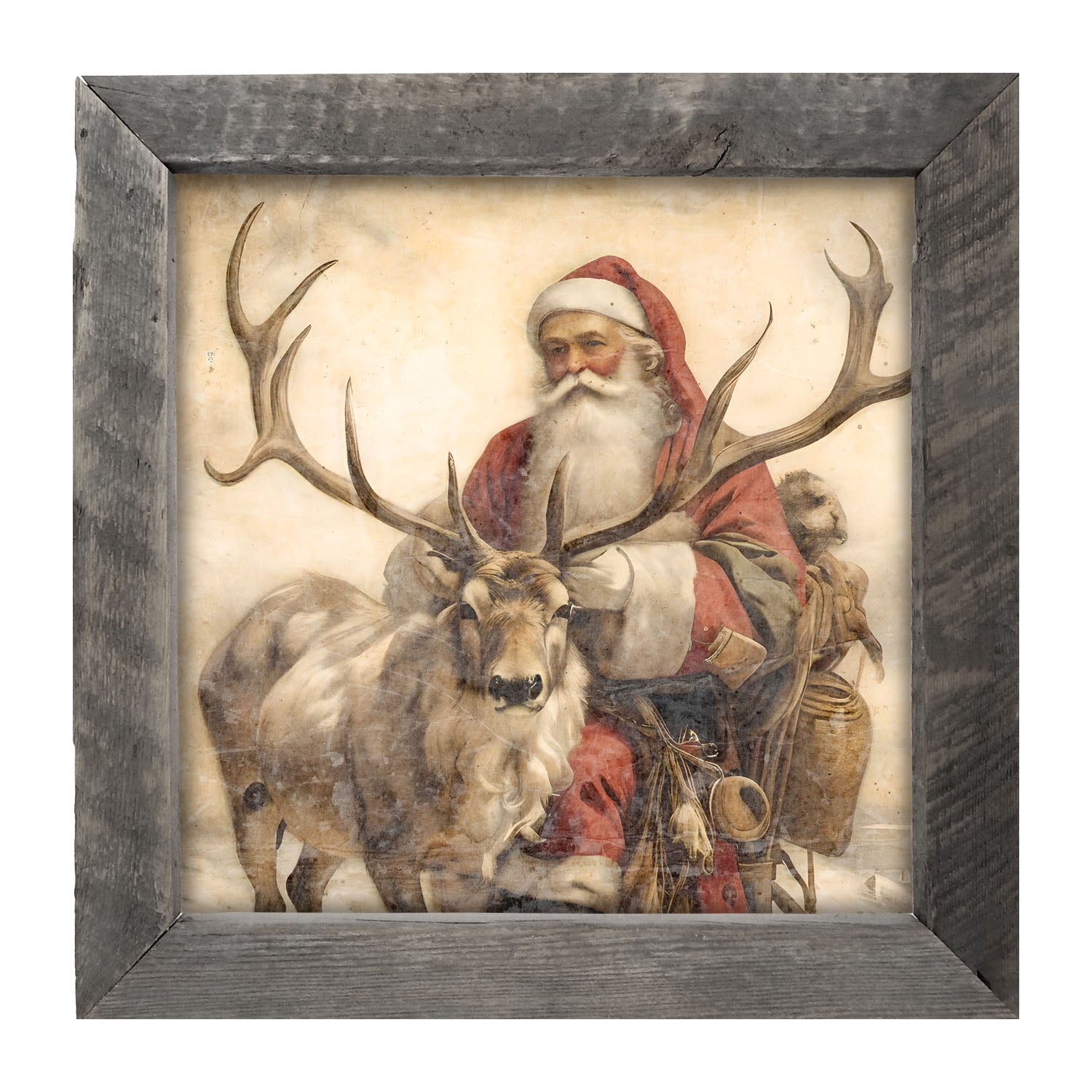 Reindeer with Santa 1 - Framed art
