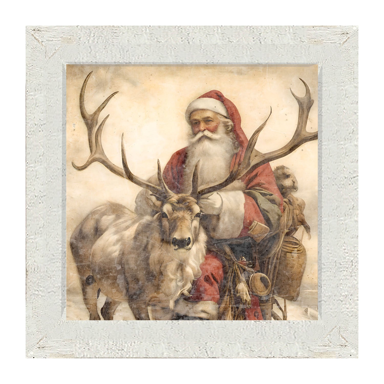 Reindeer with Santa 1 - Framed art