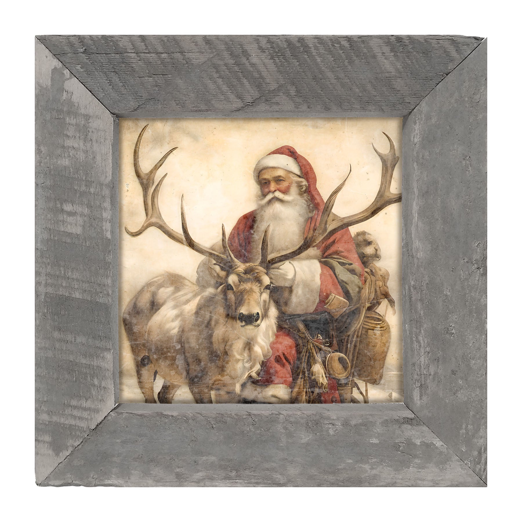 Reindeer with Santa 1 - Framed art