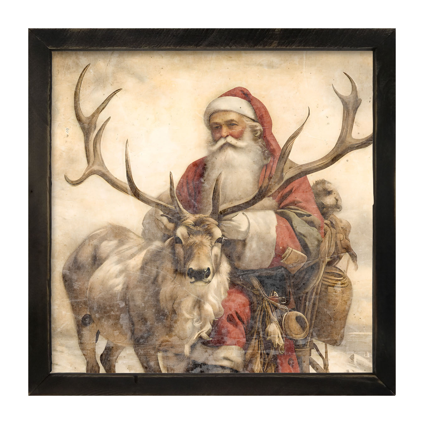 Reindeer with Santa 1 - Framed art