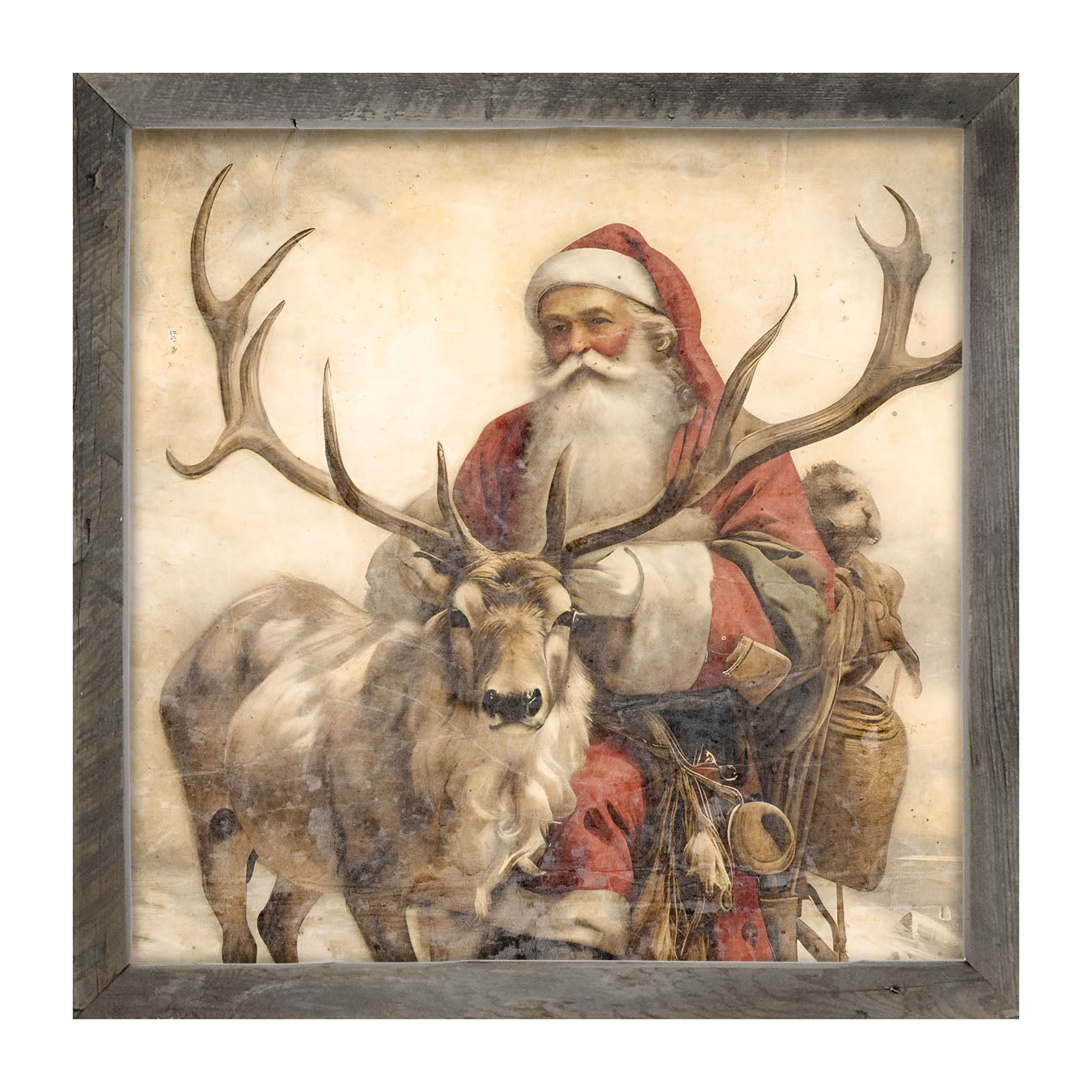 Reindeer with Santa 1 - Framed art