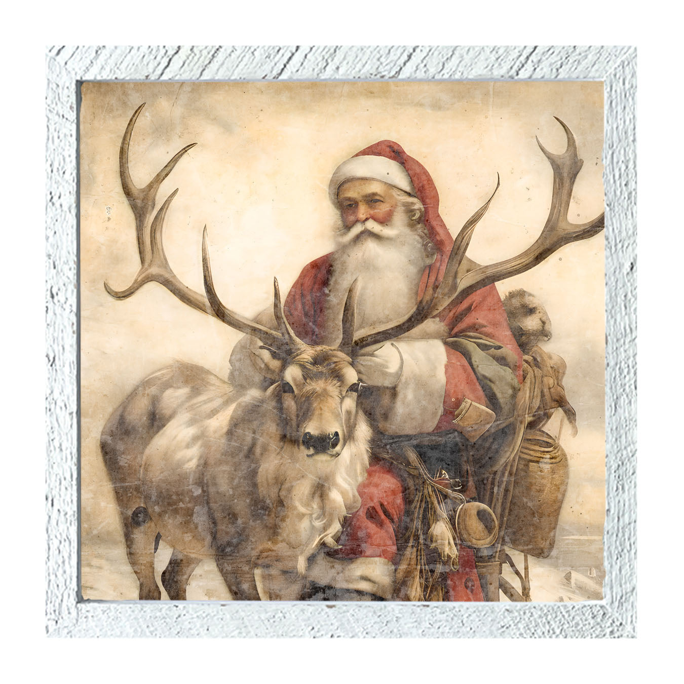 Reindeer with Santa 1 - Framed art