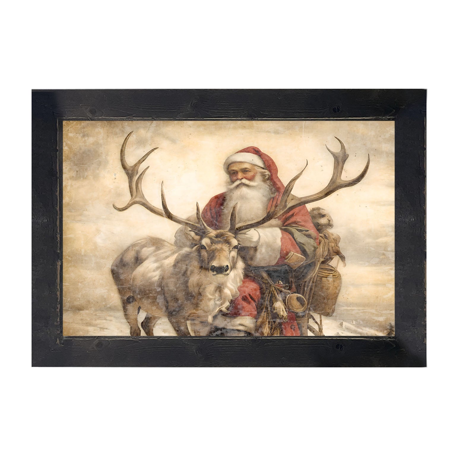 Reindeer with Santa 1 - Framed art