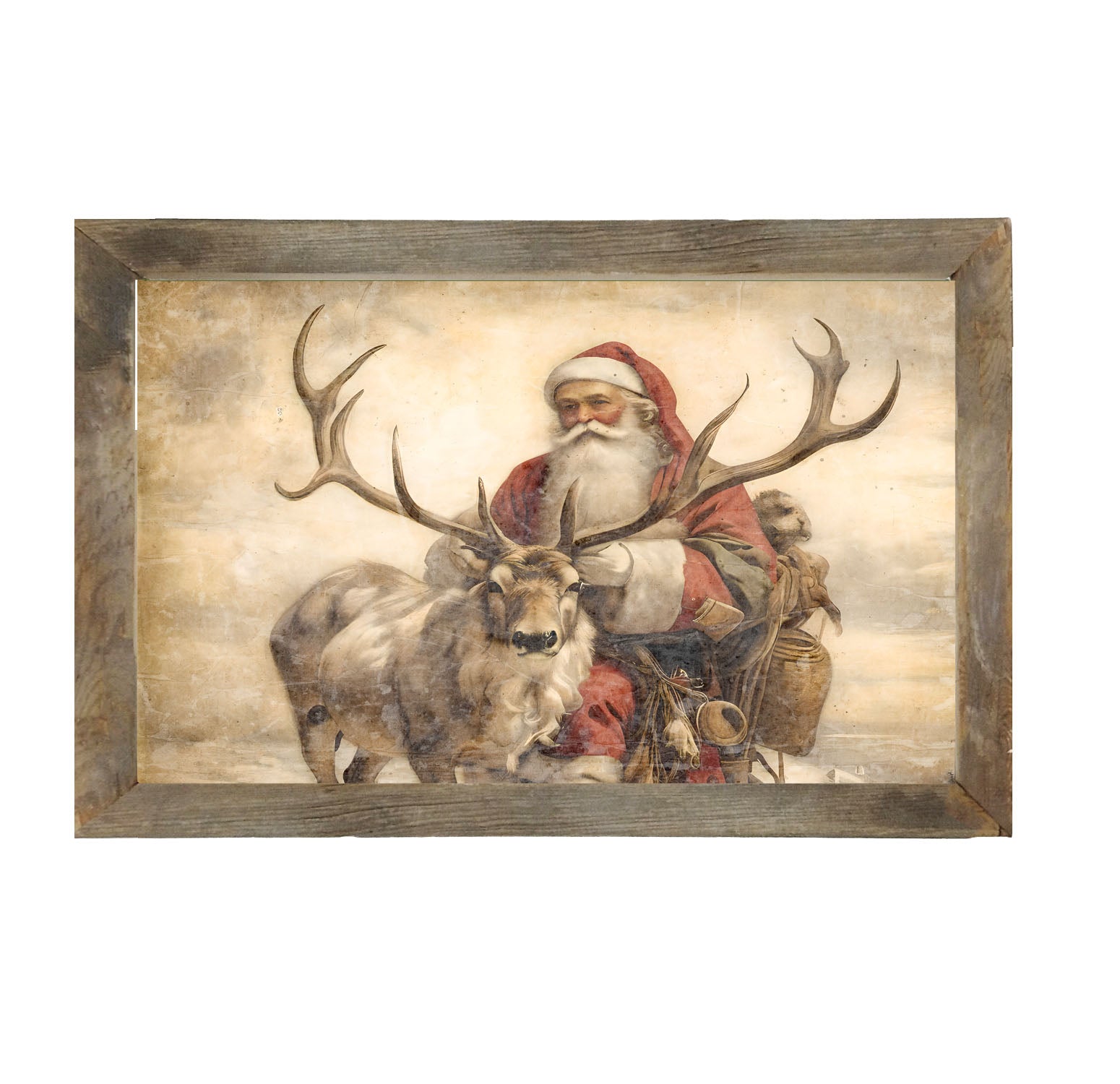 Reindeer with Santa 1 - Framed art