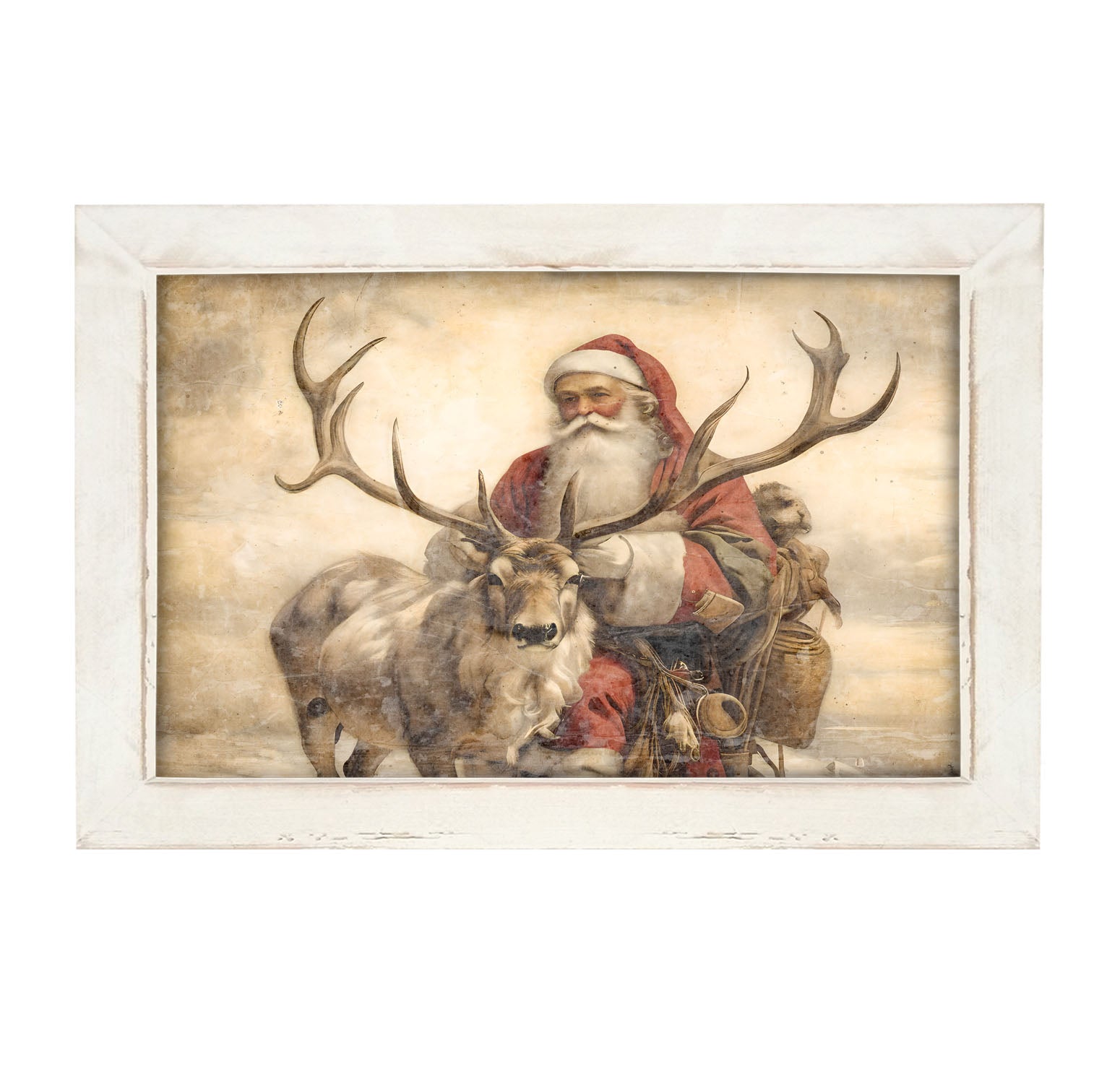 Reindeer with Santa 1 - Framed art