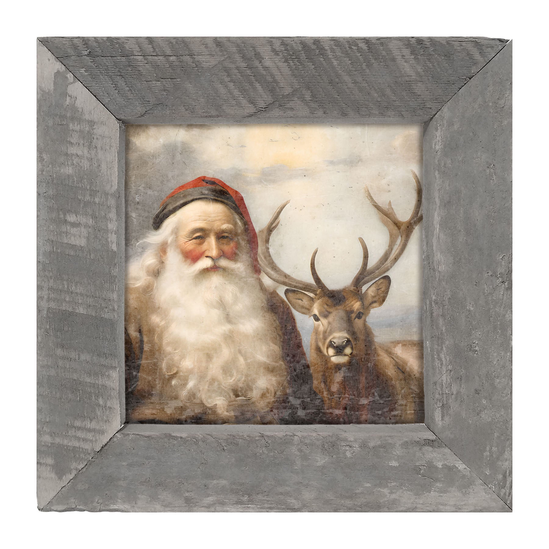 Reindeer with Santa 2 - Framed art