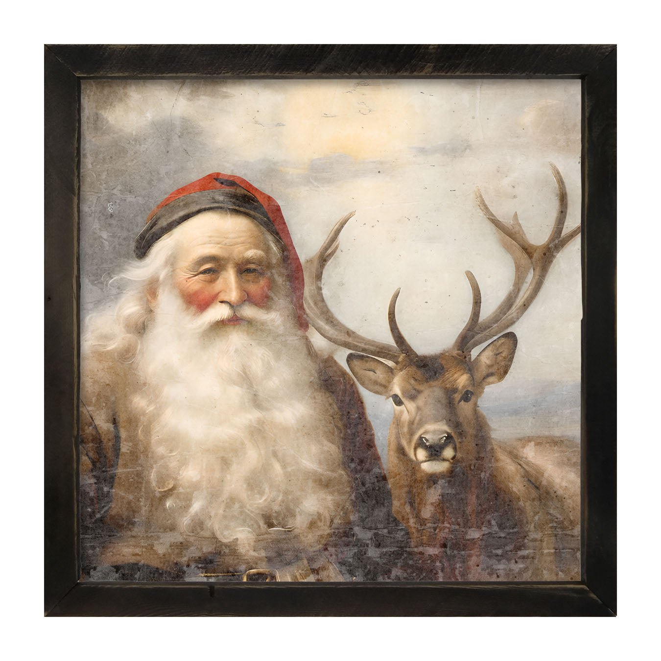 Reindeer with Santa 2 - Framed art
