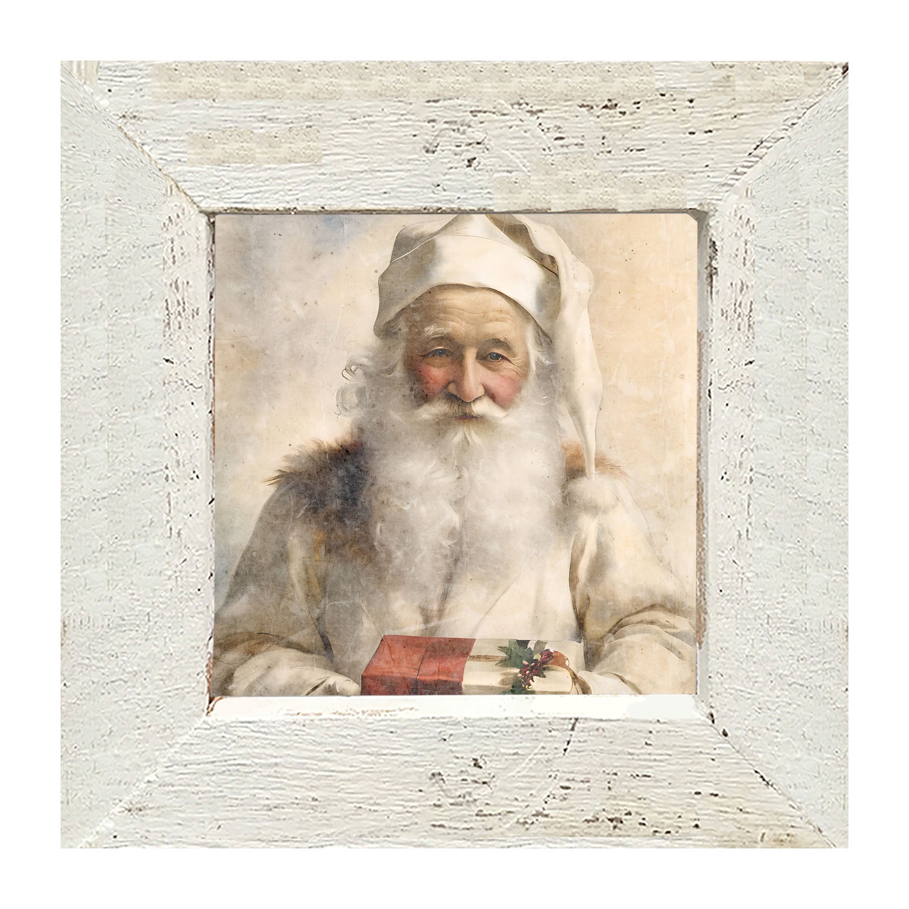 White Background Santa 5 - Framed Art