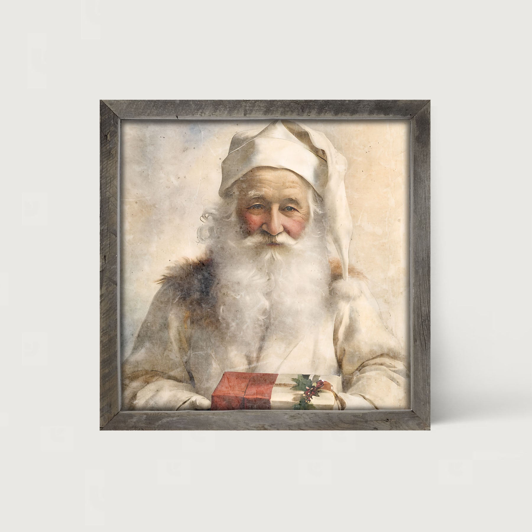 White Background Santa 5 - Framed Art