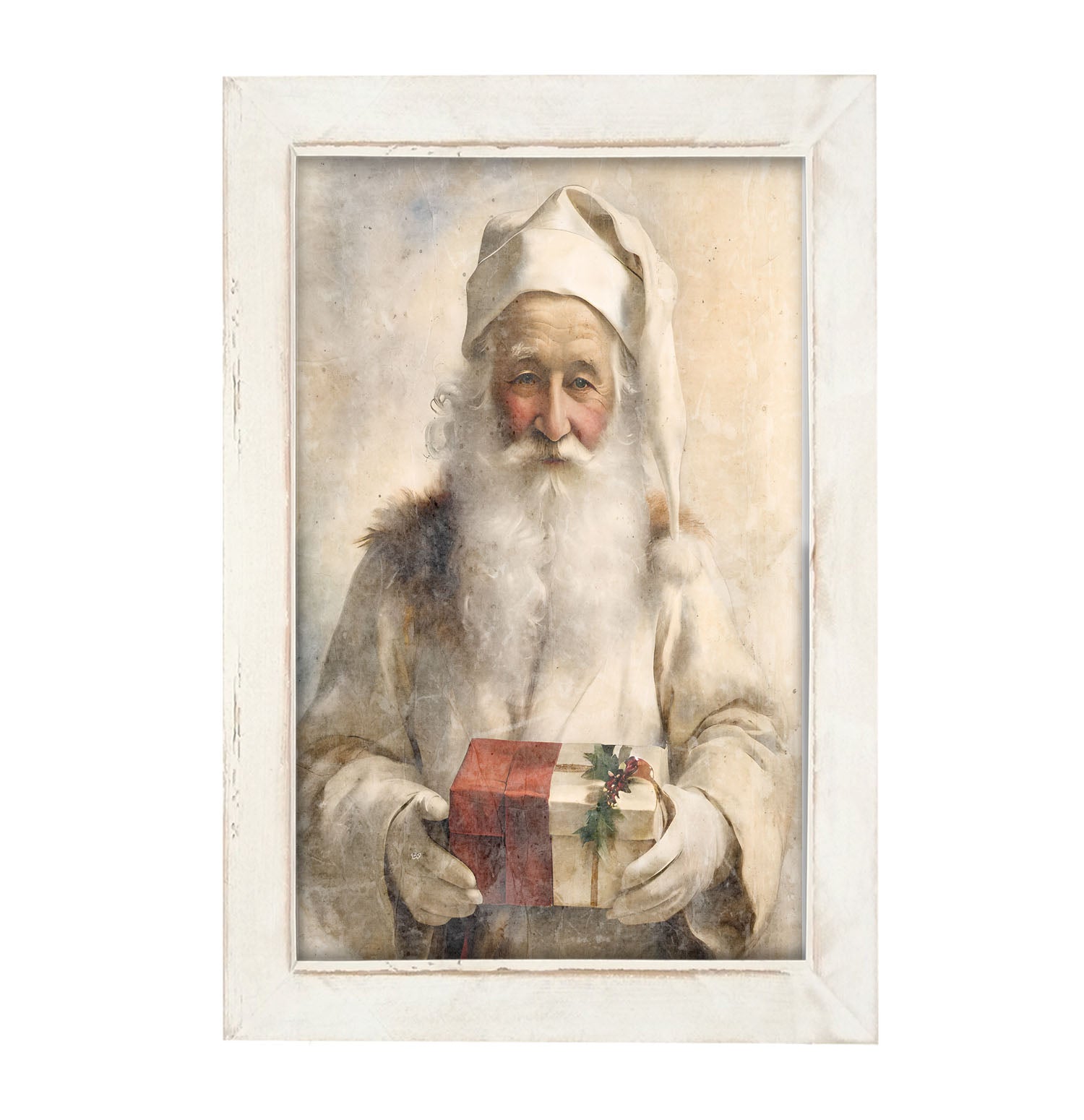 White Background Santa 5 - Framed Art