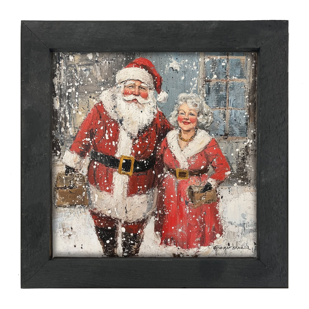 Mr. and Mrs. Claus in the Snow - Framed Art