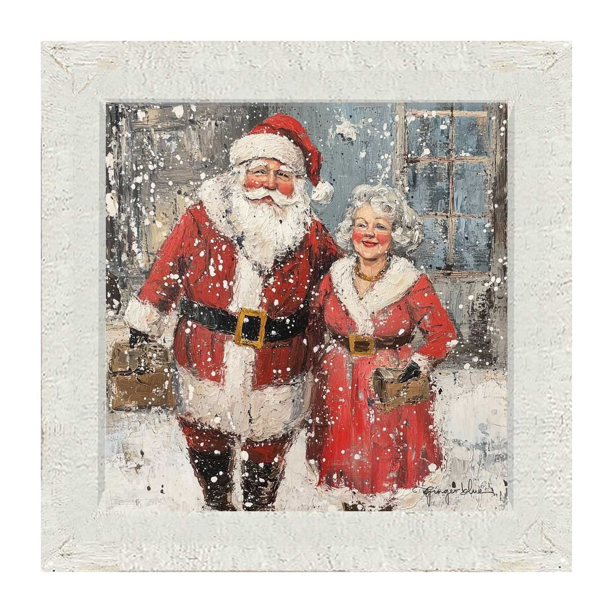 Mr. and Mrs. Claus in the Snow - Framed Art