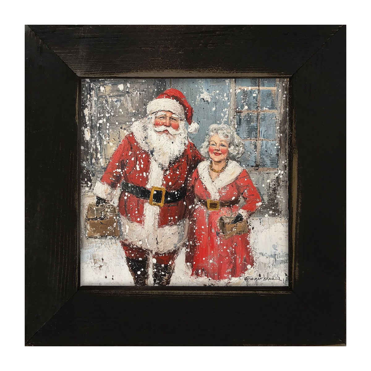 Mr. and Mrs. Claus in the Snow - Framed Art