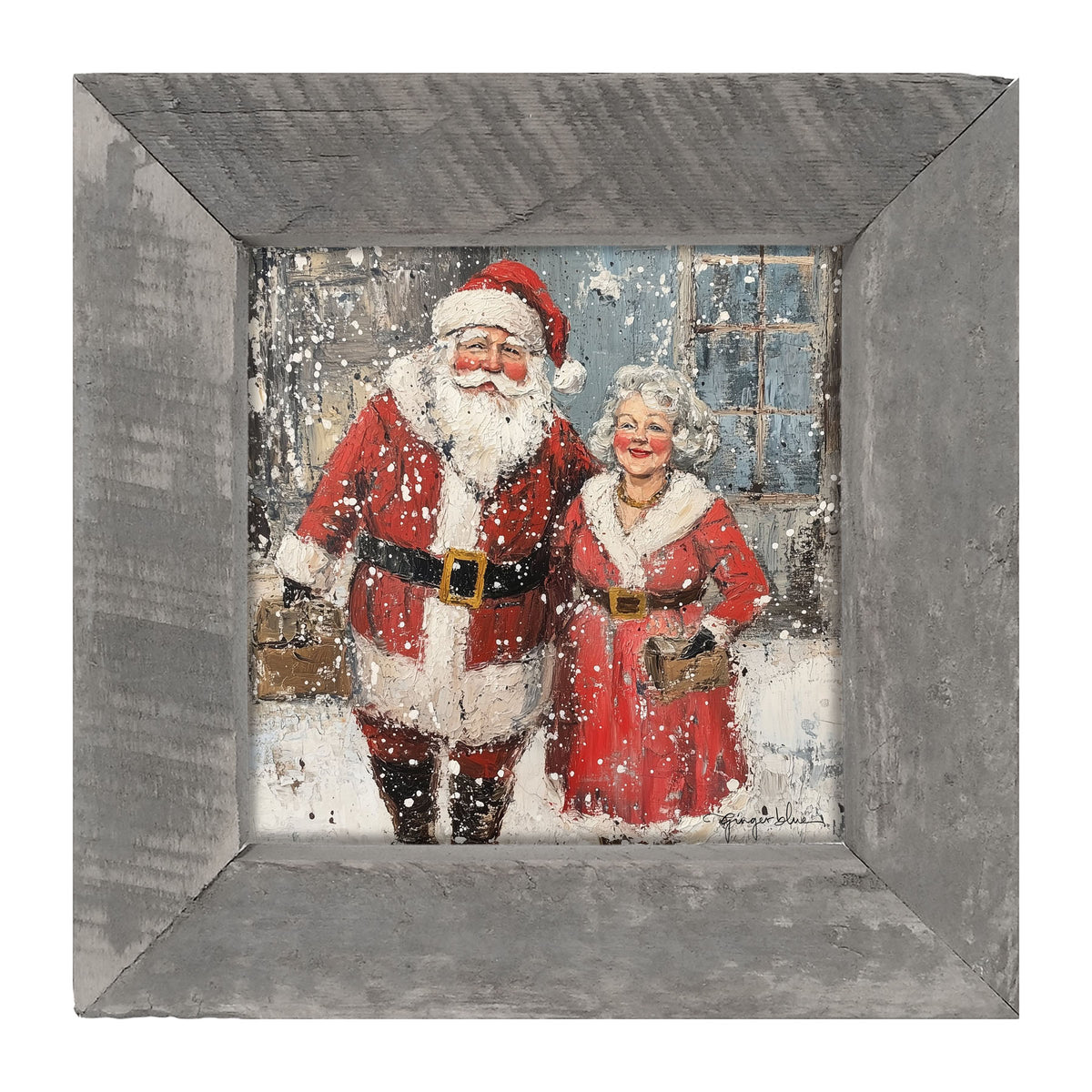 Mr. and Mrs. Claus in the Snow - Framed Art