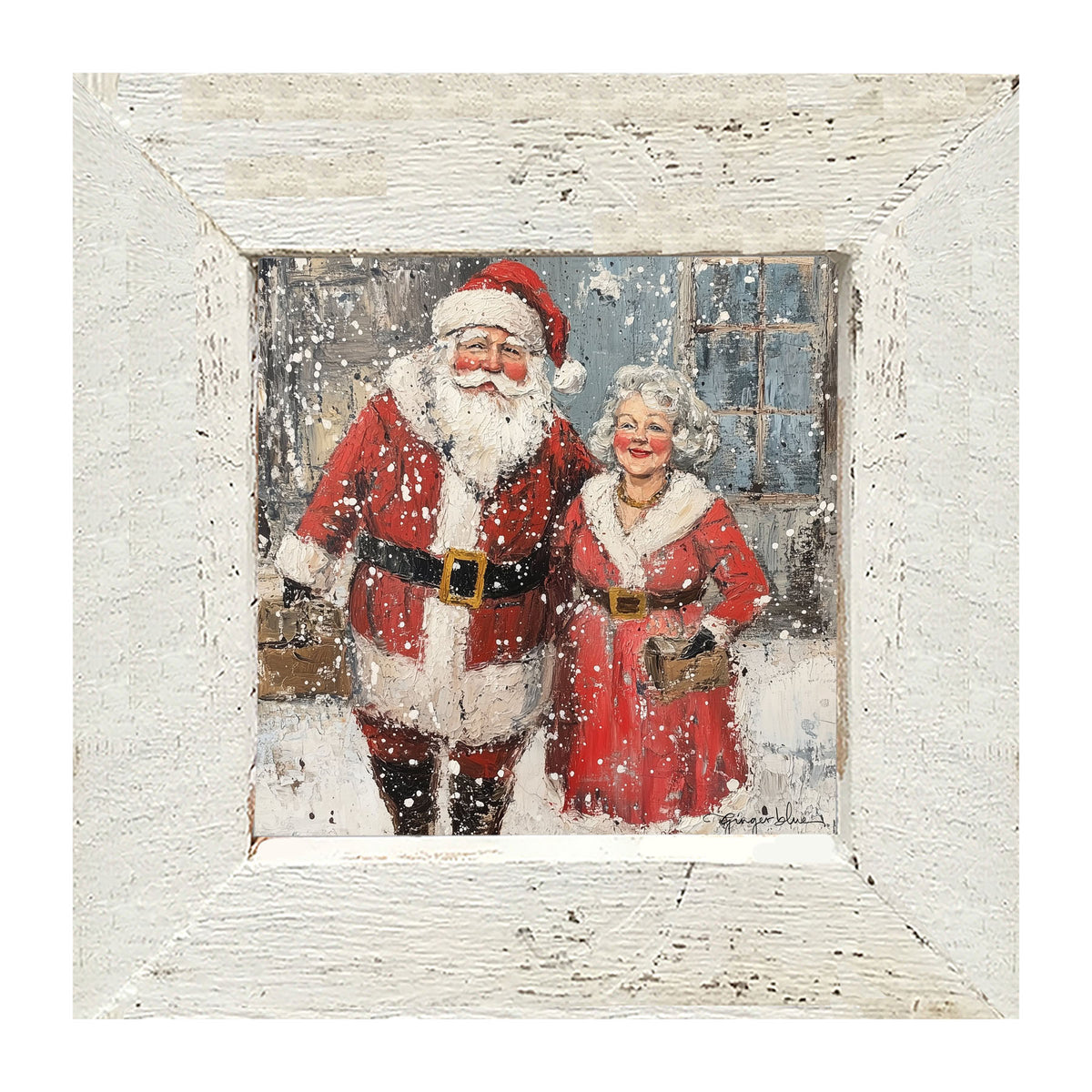 Mr. and Mrs. Claus in the Snow - Framed Art