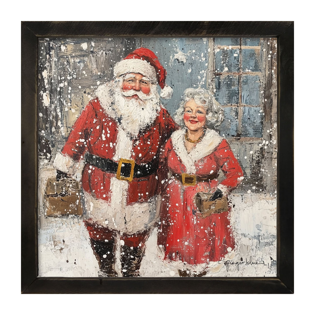 Mr. and Mrs. Claus in the Snow - Framed Art