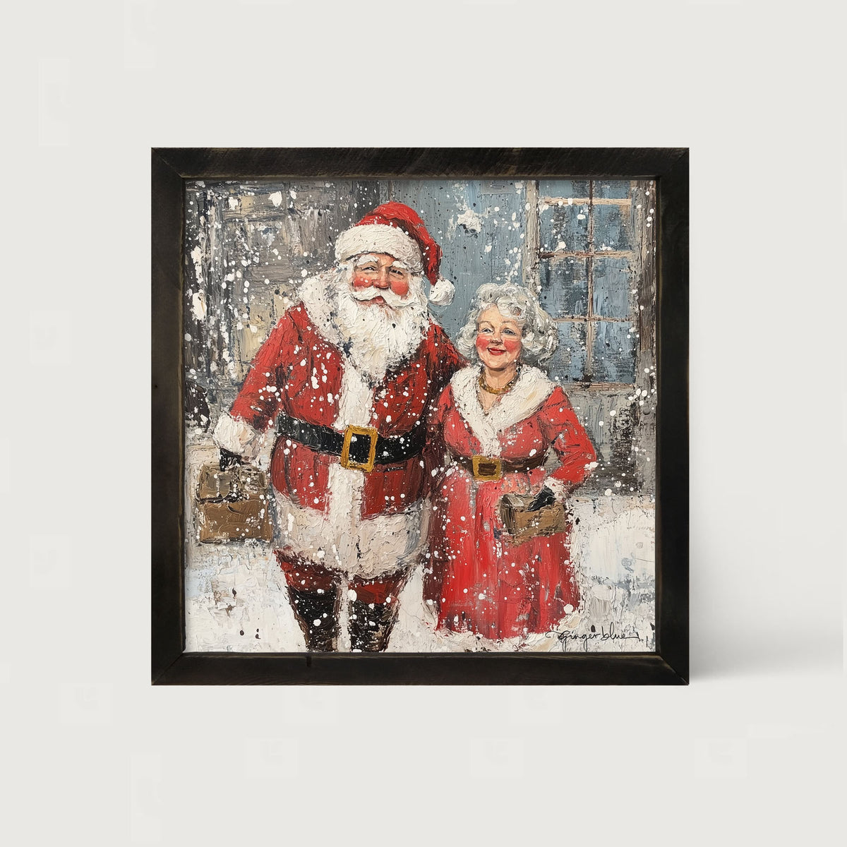 Mr. and Mrs. Claus in the Snow - Framed Art
