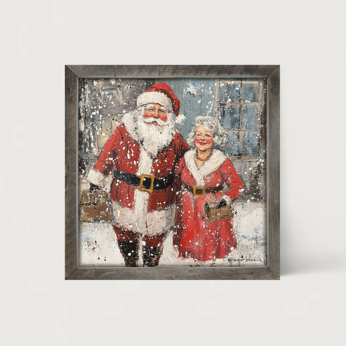 Mr. and Mrs. Claus in the Snow - Framed Art
