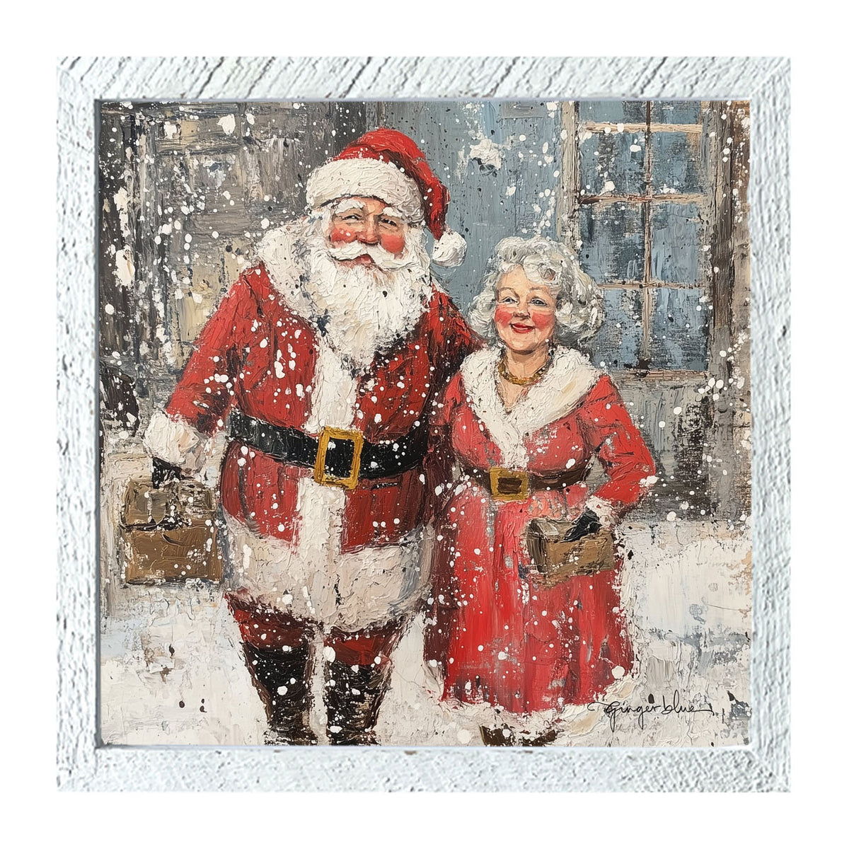 Mr. and Mrs. Claus in the Snow - Framed Art