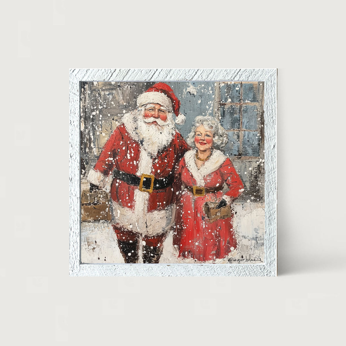 Mr. and Mrs. Claus in the Snow - Framed Art
