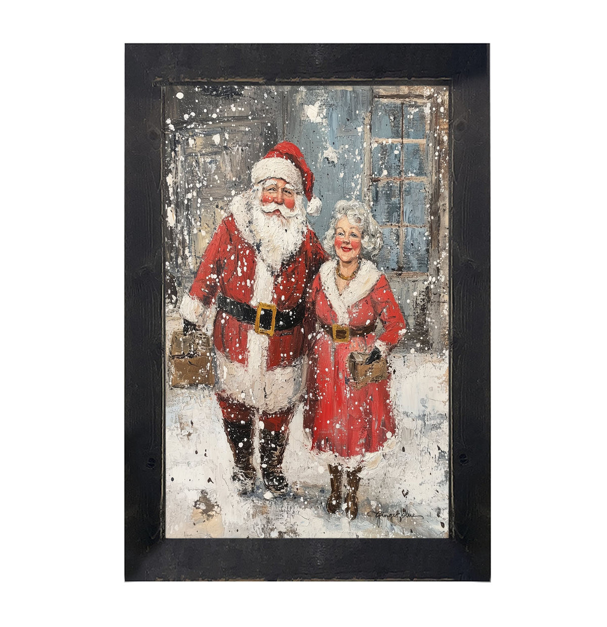 Mr. and Mrs. Claus in the Snow - Framed Art