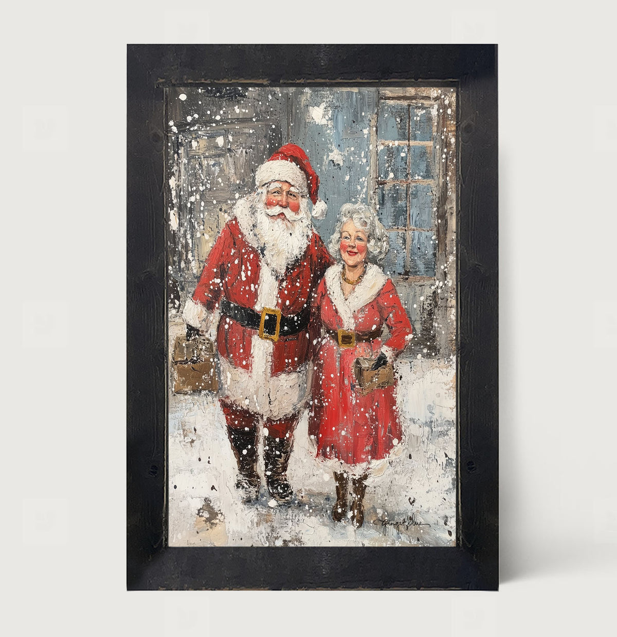 Mr. and Mrs. Claus in the Snow - Framed Art