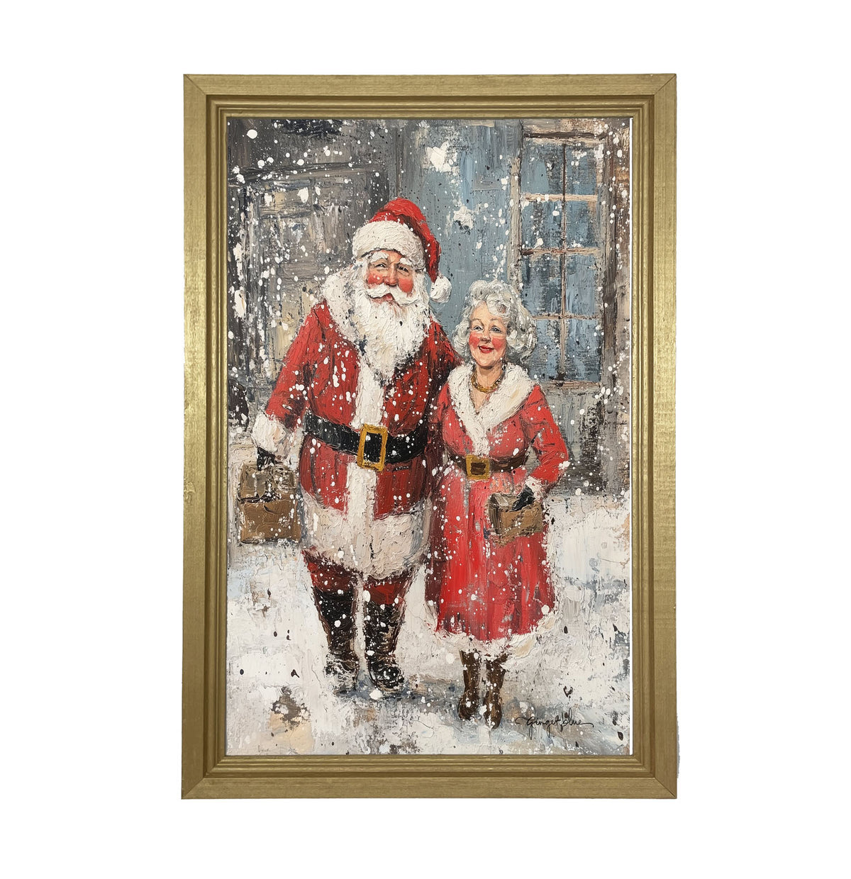 Mr. and Mrs. Claus in the Snow - Framed Art
