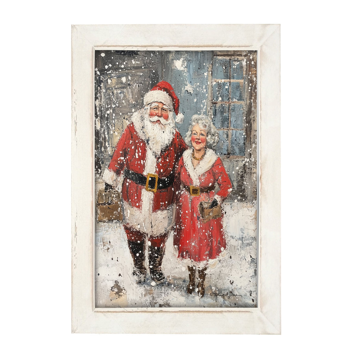 Mr. and Mrs. Claus in the Snow - Framed Art