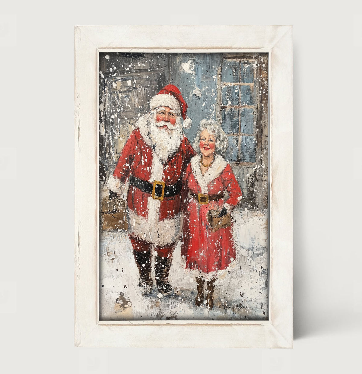 Mr. and Mrs. Claus in the Snow - Framed Art