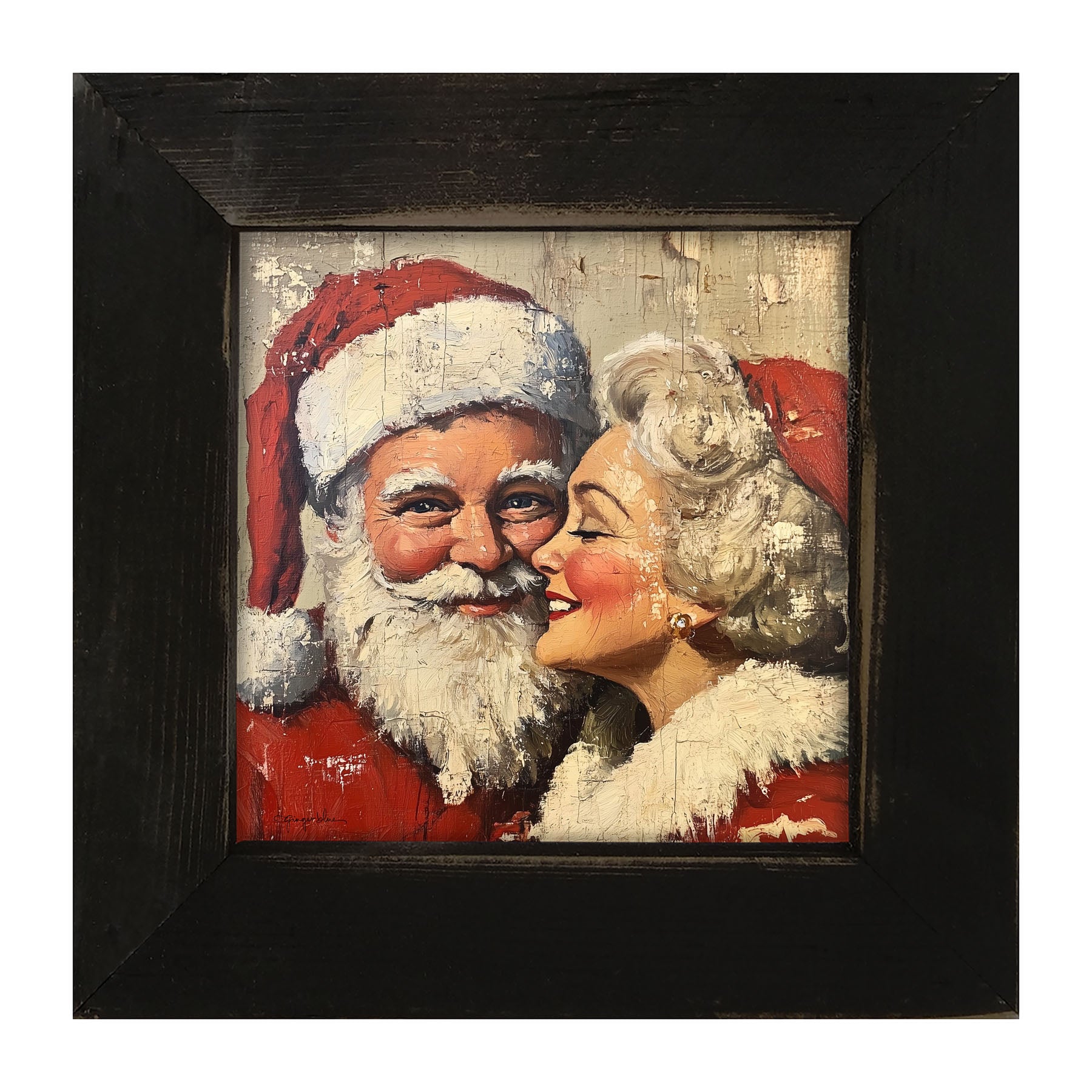 Mr. and Mrs. Claus looking Happy - Framed Art