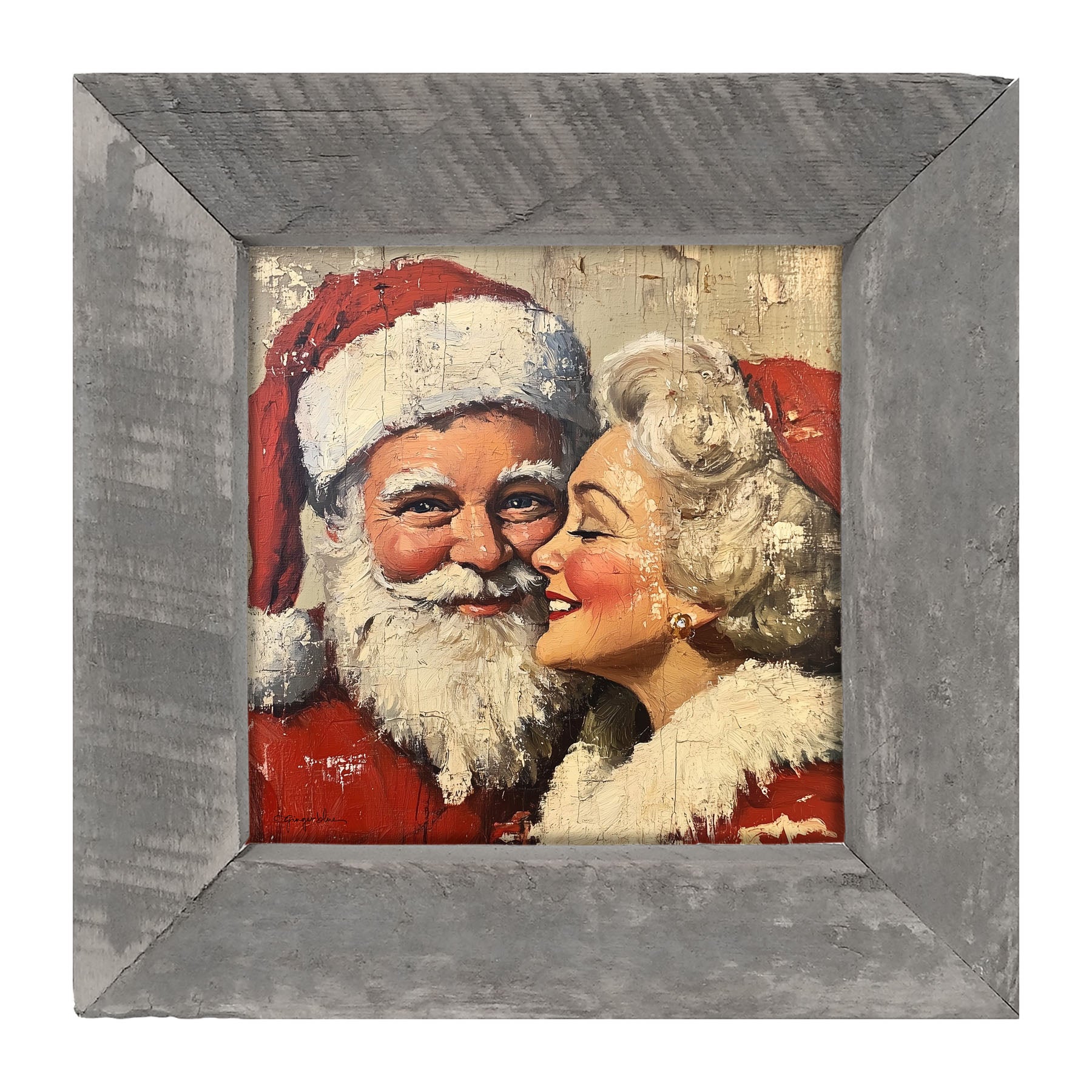 Mr. and Mrs. Claus looking Happy - Framed Art