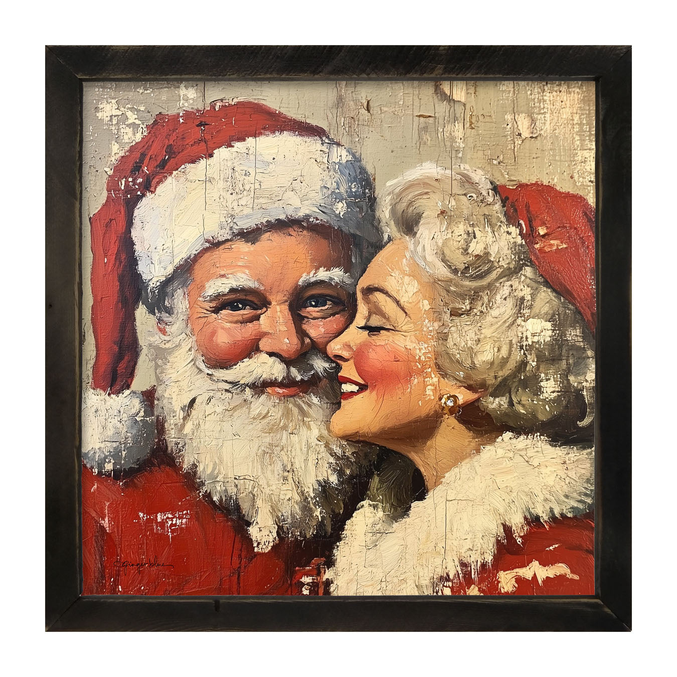 Mr. and Mrs. Claus looking Happy - Framed Art