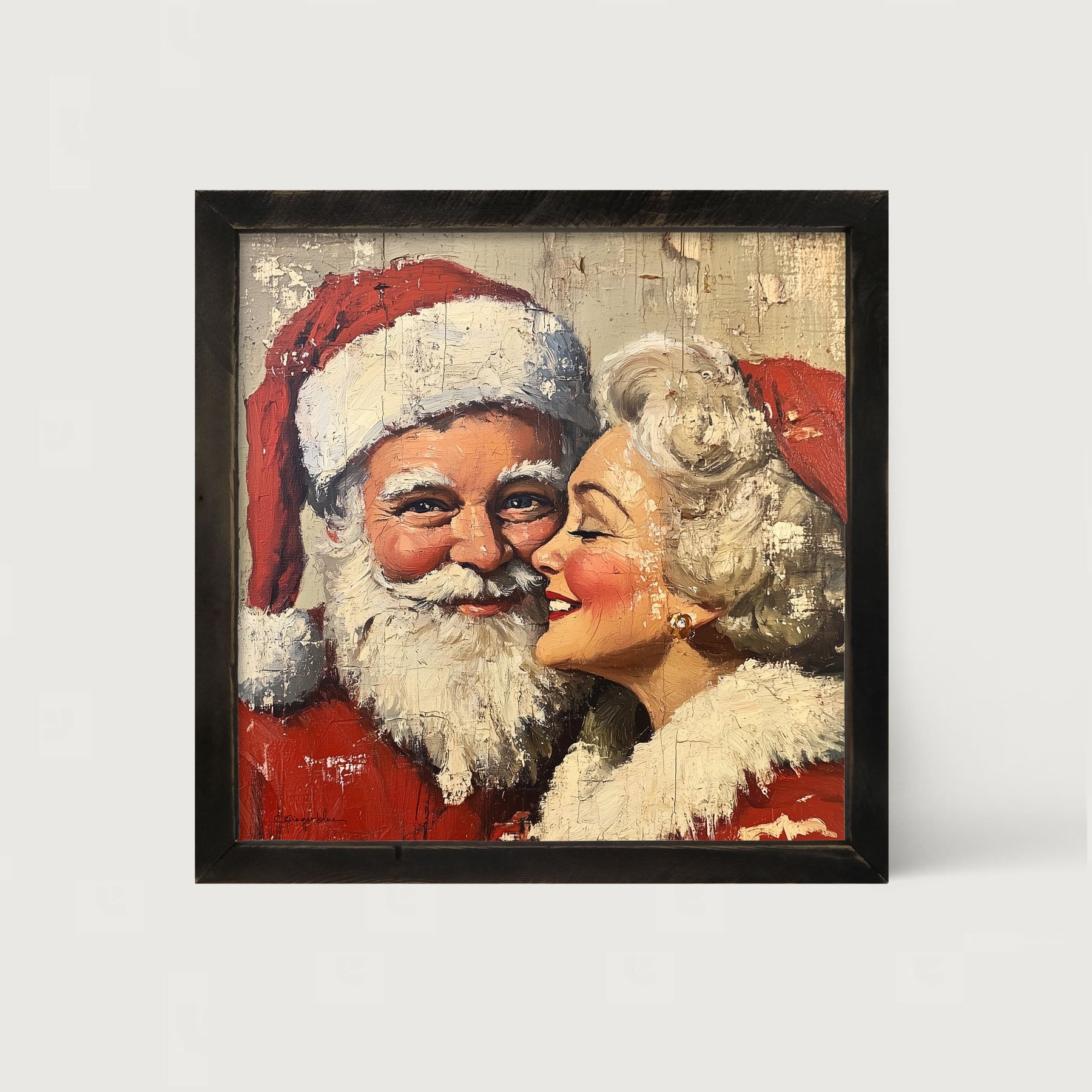 Mr. and Mrs. Claus looking Happy - Framed Art