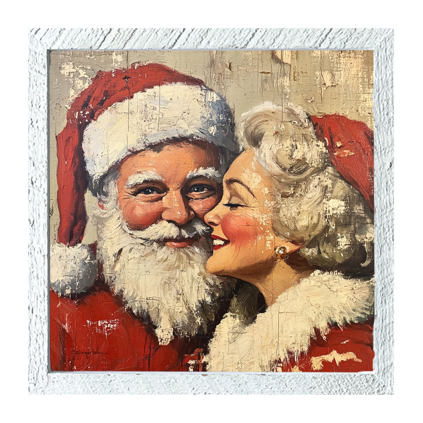 Mr. and Mrs. Claus looking Happy - Framed Art