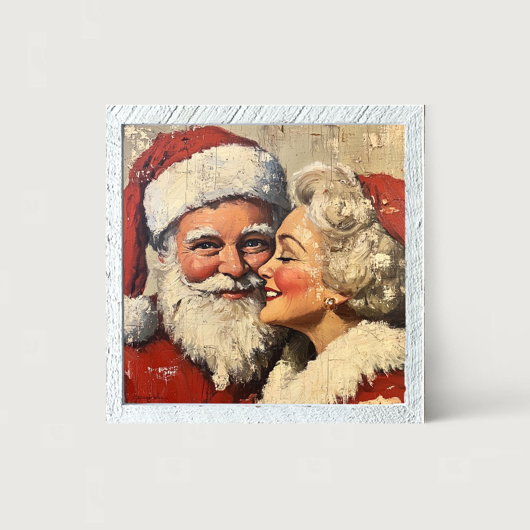 Mr. and Mrs. Claus looking Happy - Framed Art